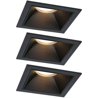 Paulmann LED Einbauleuchte 3-Step-Dim Cole Coin Basisset IP44 eckig 88x88mm 3x6W 3x470lm 230V 2700K Schwarz