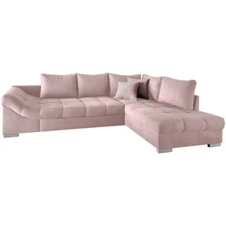 Mid.you Eckschlafsofa , Rosa , Textil , Buche , Füllung: Schaumstoff , 298x202 cm , Liegefunktion, Rücken echt, Armteil links , Wohnzimmer, Sofas & Couches, Schlafsofas, Sonstige Schlafsofas