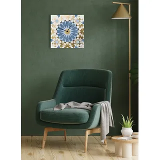 queence Wanduhr »Ornament, Blattgold Applikationen« Uhr, geräuschlos, gold, Blattgold, handarbeit, Kachel, Mosaik, schwarz