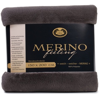 Merino Decke 150 x 200 cm anthrazit