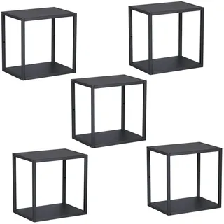 [en.casa] Wandregal 5 tlg. 27,5 x 27,5 x 20 cm Schwarz