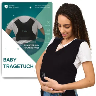 Koala Babycare Tragetuch Baby Neugeborene - Einfach Anzuziehen für Mütter und Väter - Babytrage Multi-Use Bis 9kg - Babytragetuch Schwarz