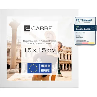 CABBEL Bilderrahmen 15x15 cm, Weiß, stabiles MDF-Holz Rahmen, bruchsicherem Plexi-Glas, zum Aufhängen & Aufstellen, ideal für Fotos/Bilder/Collage