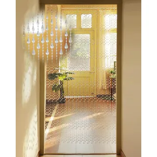 Ezcasch Transparent Perlenvorhang 90x200cm 60 Stränge Gezeiten Stil Vorhang | Gezeiten Stil Perlenvorhang,aus Kunststoff, Insektenschutz und Dekoration,Alumium Stangen, Balkontür Perlenvorhang