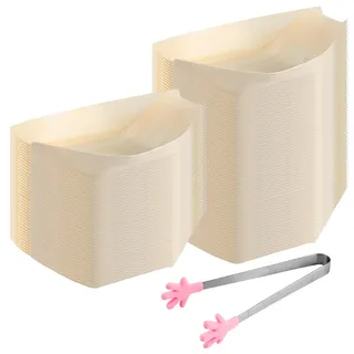 100 Stück Schiffchen Snackschalen, Einweg Bambus Schalen für Fingerfood Snacks & Grillpartys Fingerfood Schale 17×9 cm Schiffchen aus Holz für Knabbereien Geburtstag Hochzeit Ostern Party Supplies
