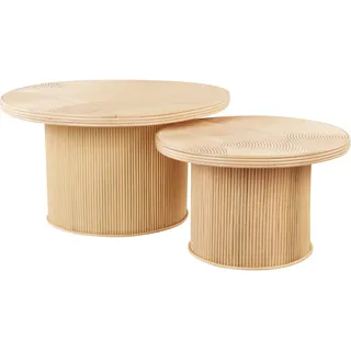 Beliani Couchtisch 2er Set Beige Rattan 80 x 45 cm