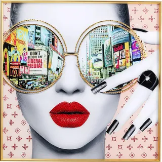 Kare Design Wandbild Times Square View 80x80cm", farbe bild(er): mehrfarbig), 80x80 cm | Glas, Sicherheitsglas, fürs Wohnzimmer
