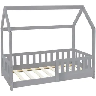 ML-Design Kinderbett mit Dach 70 x 140 cm Kiefer massiv grau