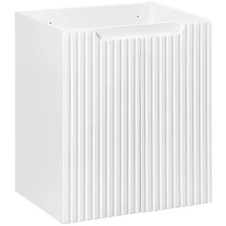 Badezimmerschrank für Waschbecken, weiß matt, 50 cm, modern gefräst - Weiß