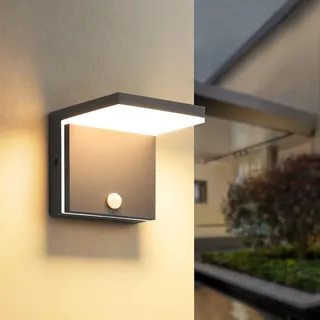 KUKAK LED Wandleuchte Aussen Innen mit Bewegungsmelder,12W Aussenlampe IP65 wasserdichte,Aluminium Modern Wand Lampe 3000K Warmwe Außenleuchte,Wandlampe Außen für Terrasse Eingang Garten Balkon Flur