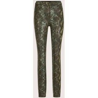 Jerseyhose MADELEINE "Hose Gerade Jerseyhose mit Animal-Print", Damen, Gr. 21, N + K Gr, grün (khaki), Obermaterial: 74% Polyester PES. 22% Viskose CV. 4% Elasthan EL., Modern, gerade, Hosen Jerseyhose, Jerseyhose im Animalprint