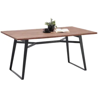 Livetastic Esstisch , Schwarz, Akaziefarben , Holz, Metall , Akazie , Hartholz , Holz , rechteckig , 90x77x160 cm , Esszimmer, Esstische, Esstische