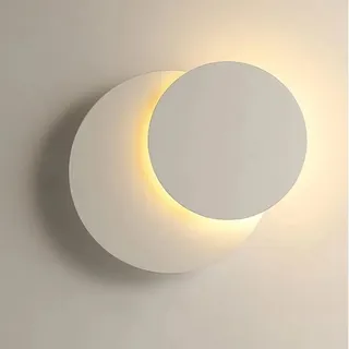 DELIPOP LED Wandleuchte Innen, 12W Kreative 2 in 1 Wandlampe Drehbar 360°, Weiss Rund Design LED Wandbeleuchtung 3000K Warmweiß für Wohnzimmer Schlafzimmer Treppen Hotel
