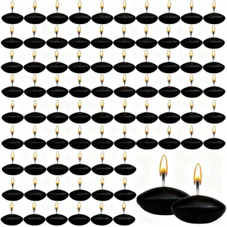 80 Stücke Schwimmkerzen, Unparfümierte Schwimmkerzen, Teelichter Kerzen für Hochzeitspool, Wasserbecherdekoration, für Valentinstag, Halloween, Weihnachten und Hochzeits-Pooldekorationen(Schwarz)