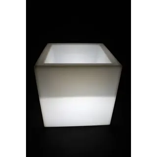Blumenkübel Pflanzkübel Pflanzgefäß weiß beleuchtet Höhe 40cm point-garden