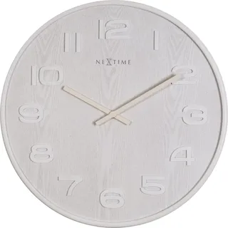 NeXtime Wanduhr "WOOD WOOD BIG", rund, aus Holz, Weiß, ø 53 cm