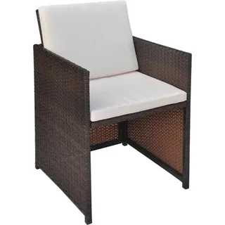vidaXL Gartenstühle 2 Stk. mit Polstern und Kissen Poly Rattan Braun - Braun