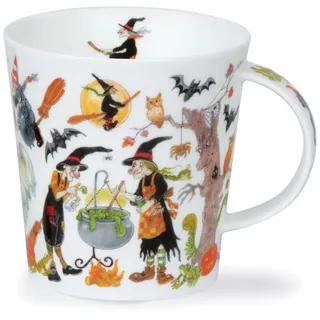 Dunoon Caingorm Halloween-Tasse aus feinem Knochenporzellan, Zauberhafte Hexen (0,48 l, Kessel)
