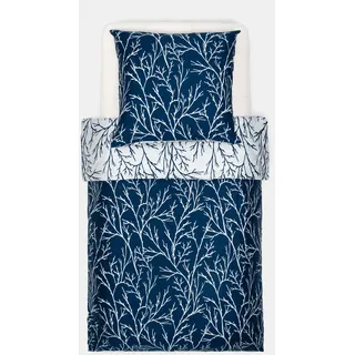 Brielle Mako Satin Wendebetwäsche Set 100 % Baumwolle/Fadenzahl 220  mit Reißverschluss 2-teilig Deckenbezug 135 x 200 cm Kissenbezug 80x80 cm Dunkelblau-Grau - Dunkelgrau