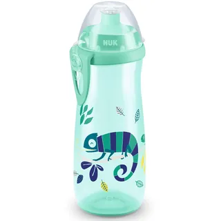NUK Sports Cup Kinder Trinkflasche mit Chamäleon-Effekt | 24+ Monate | mit Farbwechsel | auslaufsichere Push-Pull-Trinktülle | Clip & Schutzkappe | BPA-frei | 450 ml | Chamäleon (grün)