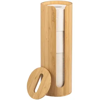 eluno Toilettenpapieraufbewahrung, für 4 Rollen, Bambus , Braun , Holz , 14.5x42x14.5 cm , Badezimmer, WC Ausstattung, Toilettenpapierhalter