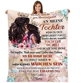 Kuscheldecke für Meine Tochter von Mama, Kuscheldecke Flauschig für Meine Tochter, Flanelldecke, Couch Sofa Kuscheldecke, Decke für Meine Tochter (Crown black-150x200)