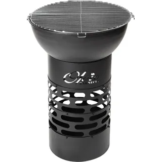 Oleio BBQ Feuertonne mit Feuerschale mit Grillrost für Holzkohle & Scheitholz