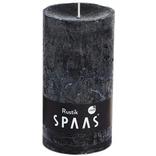 SPAAS 6 Rustikale Stumpenkerze 68/130 mm, ± 60 Stunden, ohne Duft - schwarz
