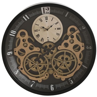 home esprit Wanduhr Schwarz Gold Metall Glas Getriebe 46 x 7,3 x 46 cm