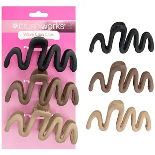 Brushworks Wave Claw Clips - 3 Pack