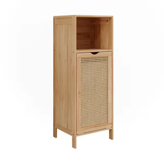 Vicco Badschrank Liora Bambus 36 x 98 cm , Grün , Holzwerkstoff , Rechteckig , 36x98x33 cm , Badezimmer, Badmöbel, Midischränke