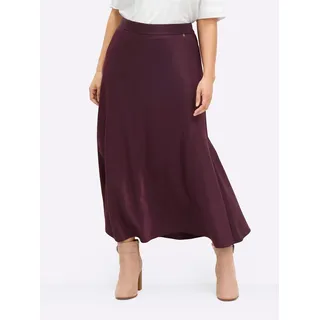Faltenrock SHEEGO, Damen, Gr. 52, lila (burgund), 74% Viskose, 26% Polyester, unifarben, lang, Röcke Faltenrock