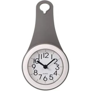 Baduhr Zum Hängen Badezimmeruhr Zum Aufhängen Bad Wanduhr Wasserdicht Rollbare Leise Quarz Anhänger Uhr Stumm Wanduhr zum Aufhängen Robe Handtuch Schlüssel Grau