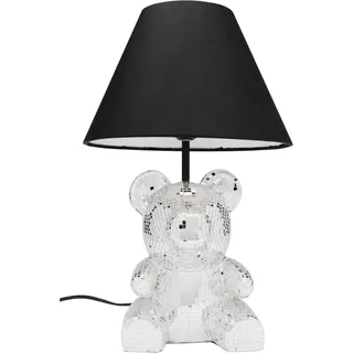 Kare Design Tischlampe Bear Disco, Bär, 40cm Höhe, Schwarz, Silber, Kunsthartz, Moderne Tischleuchte, Tierdesign, Schlafzimmer, Wohnzimmer, keine Leuchtmittel inklusive, 40x26x26 cm (HxBxT)