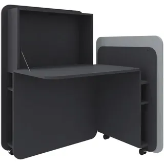 FM Helmets fm FLATup Sekretär graphit/ hellblau rechteckig, schwarz 107,0 x 41,5 - 91,0 cm