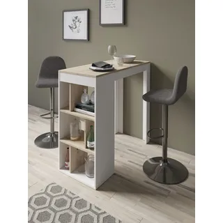 Bargruppe BYLIVING "Essgruppe Casino 01, Moby", grau (anthrazit, artisan eiche, chromfarben), B:110cm H:102cm T:52,5cm, FSC-zertifizierter Holzwerkstoff, Metall, Stoff, Sitzmöbel-Sets, Bargruppe, Barhocker höhenverstellbar