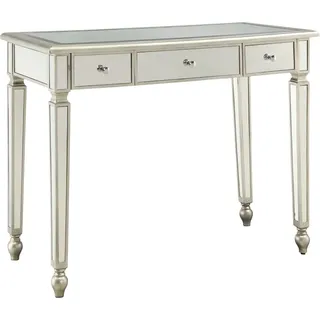 Leonique Sekretär »Corrin« Sekretär, 3 Schubladen, Mattsilber, Spiegel, Schminktisch, 107x48x81, silberfarben