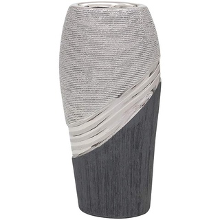 Dekohelden24 Edle Moderne Deko Designer Keramik Vase in Silber-grau massiv, Silbergrau, 21 cm