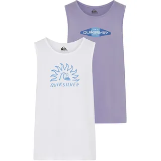 Tanktop QUIKSILVER "FREEDOM SHADE TANK PACK", Damen, Gr. S, weiß, purp, Obermaterial: 100% Baumwolle, Tops Tanktop, sportlicher Stil, für sportliche Aktivitäten, ärmelloses Design