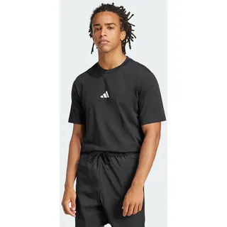 adidas Essentials SMALL Logo Single Jersey Tee, Black/White, L