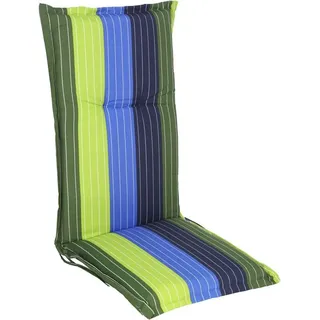 Universal Hochlehner Auflage - Rügen - Garten Stuhl Polster Sitz Kissen in grün-blau gestreift