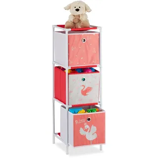 Relaxdays Kinderregal Schwan 89 x 27,5 x 30 cm Kunststoff/Textil weiß/rot