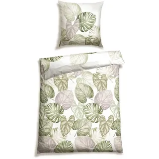 SCHIESSER Bettwäscheset Bretta - Renforcé - 2-teilig - 135 x 200 cm - Grün