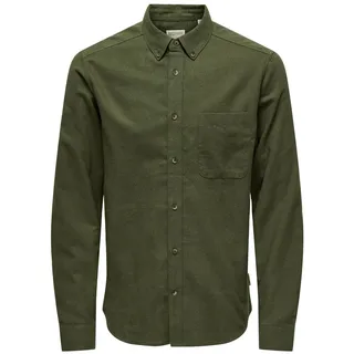ONLY & SONS Herren Freizeit Hemd ONSGUDMUND Slim Fit XS S M L XL XXL, Größe:L, Farbe:Forest Night 22027307