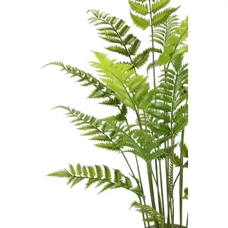 Unyqoos® Kunstfarn im Topf 90 cm, naturgetreu grün, Betonoptik-Topf mit Zementfuß, formbare Metalldrähte – pflegeleichte Deko für Wohnzimmer & Büro - Grün