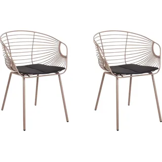 BELIANI Esszimmerstuhl 2er Set Beige mit Metallic-Effekt Metall Armlehnen Griffen Polster Schwarz Kunstleder Glam Industriell Modern für Innenräume - Beige, Schwarz