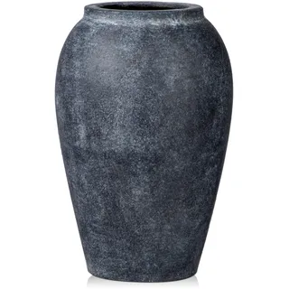 Oairse Handgefertigte Blumenvase, 25 cm hoch, Terrakotta-Vase, Vintage-Keramikvasen für Blumen, rustikale antike Vasen, Dekoration, breite Öffnung, mattes Finish, für Zuhause, Büro, Resto, Café