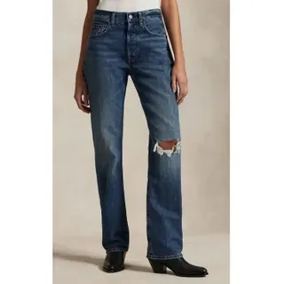 Polo Ralph Lauren für Damen. 211969401001 Relaxed Straight Fit Jeans mit hohem Bund blau (29/32), Lässig, Baumwolle, Denim