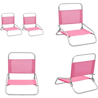 vidaXL Klappbare Strandstühle 2 Stk. Rosa Stoff - Strandstuhl - Strandstühle - Campingstuhl - Campingstühle - Rosa