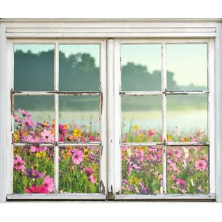 Queence Wandsticker »Blumenwiese« Wandsticker, Wandbild, selbstklebend, 3D, Fenster, bunt